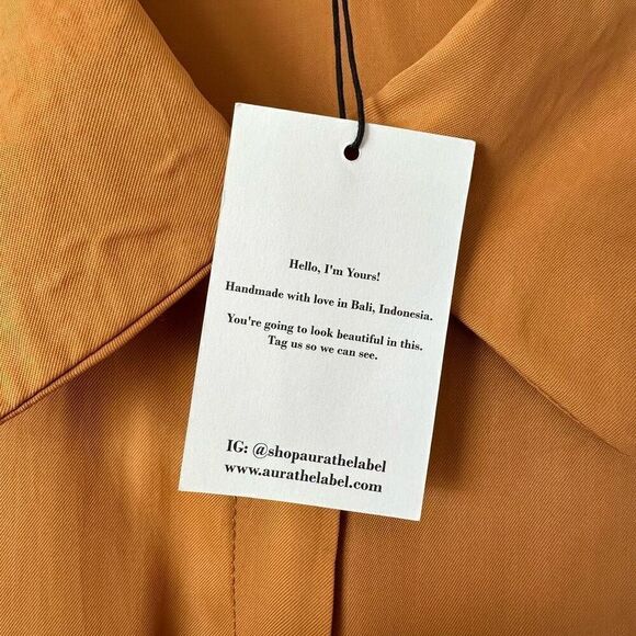 Aura Women’s Rust Camel Golden Fall Long Sleeve Button Down Shirt Maxi Dress - Picture 5 of 13